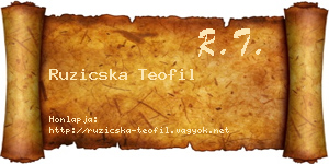 Ruzicska Teofil névjegykártya
